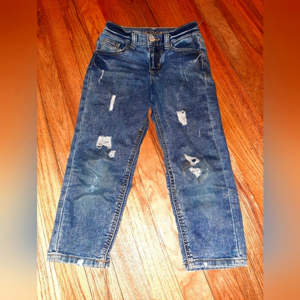 🇺🇲sz 7 Justice Boyfriend Distressed Torn Jeans
